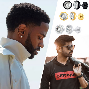 Boucle d'oreille homme pierre point de lumière 8mm